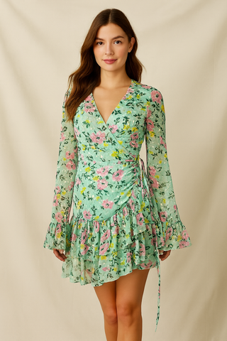Mint Bloom Wrap Dress