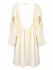Open-Back Embroidered Boho Dress