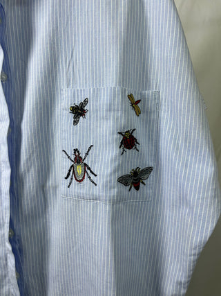 Pinstripe Bug Pocket Button-up