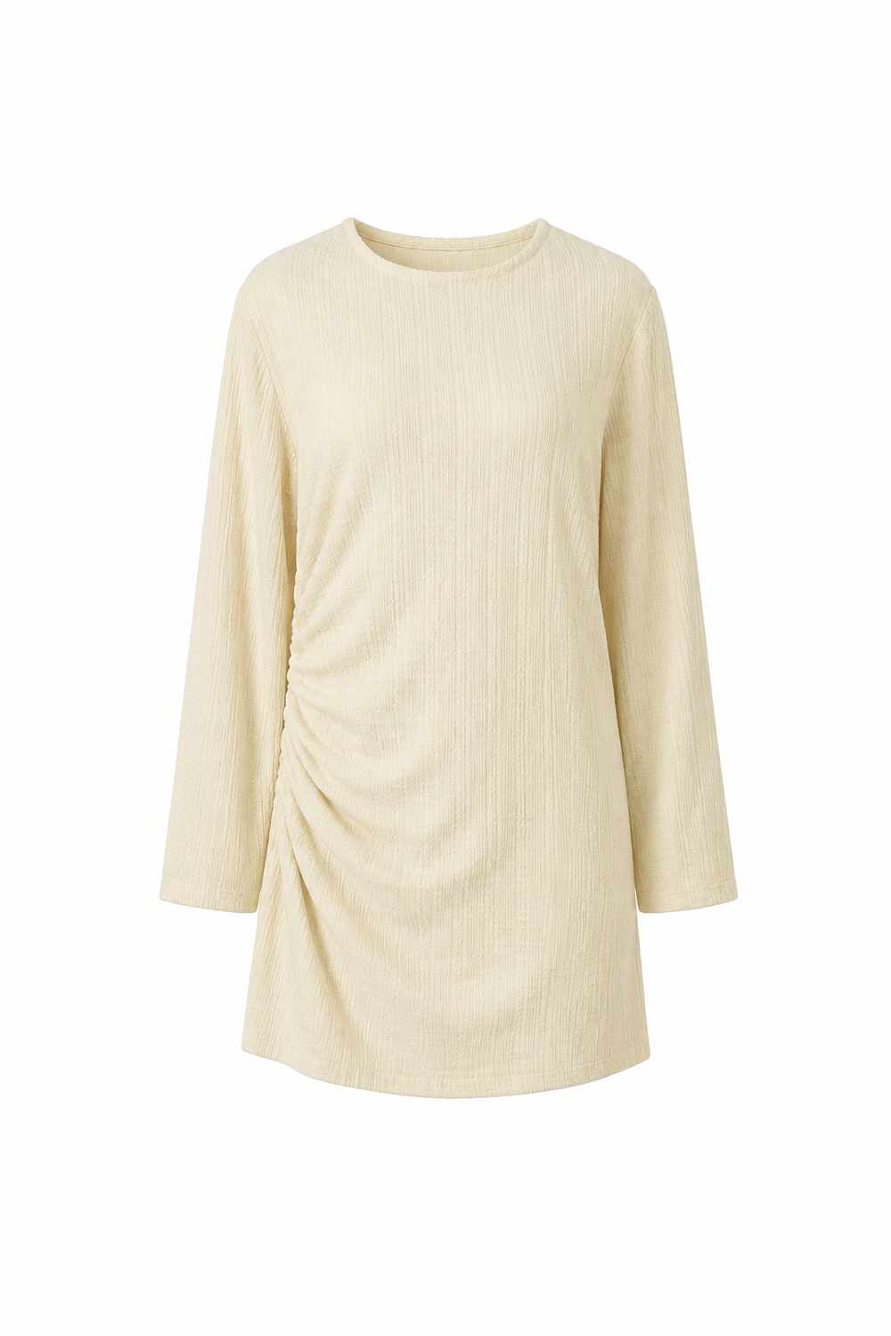 Textured Ruched Midi Dress