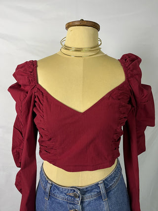 Ruffled Cropped Blouse