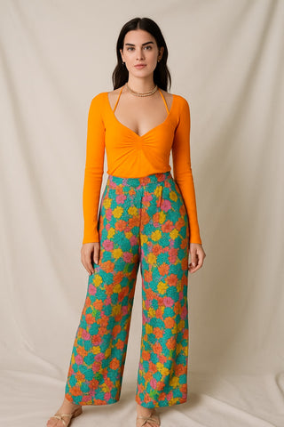 Floral Pleated Pants