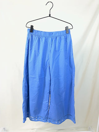 Broderie Hem Wide-Leg Trousers