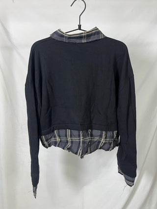 Layered Plaid Collar Top