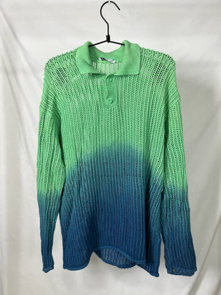 Ombré Open-Knit Polo