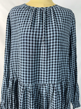 Navy Gingham Maxi Dress