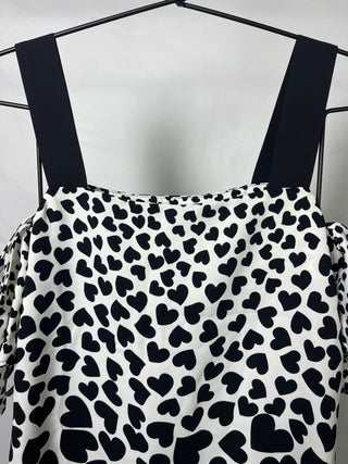 B&W Hearts Off-Shoulder Top