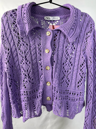 Pointelle Knit Cardigan