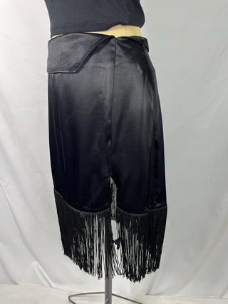 Satin Fringe Midi Skirt