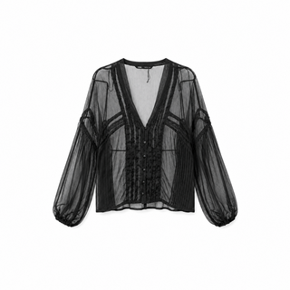 Sheer Ruffle Detail Blouse
