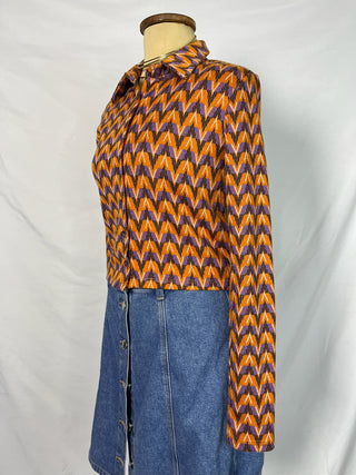 Retro Zigzag Button-Up