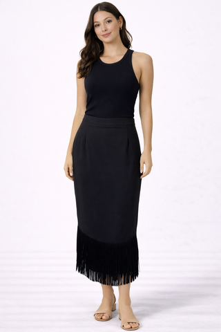 Calf Fringy Skirt