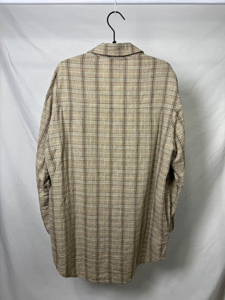 Plaid Linen Oversized Shirt Jacket