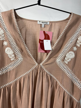 Embroidered Boho Babydoll Blouse