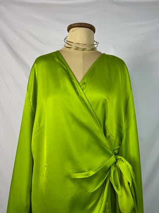 Lime Wrap Mini Dress