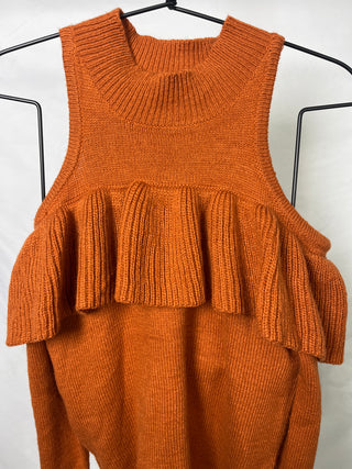 Ruffle Cold-Shoulder Knit