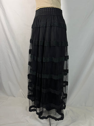 Sheer Lace Tiered Maxi Skirt
