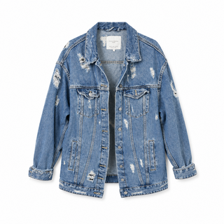 Distressed Long Denim Jacket