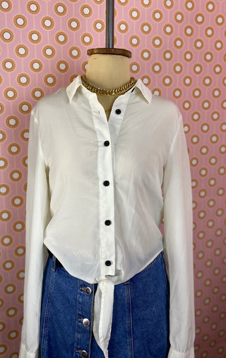 Front-Tie Buttoned Shirt