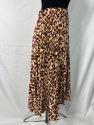 Leopard Pleated Midi Skirt