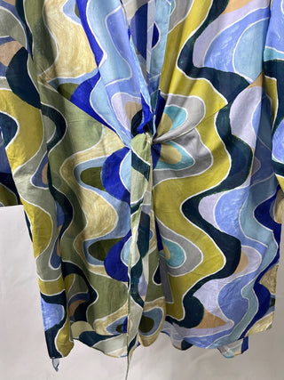 Swirly Tie-Front Button-up