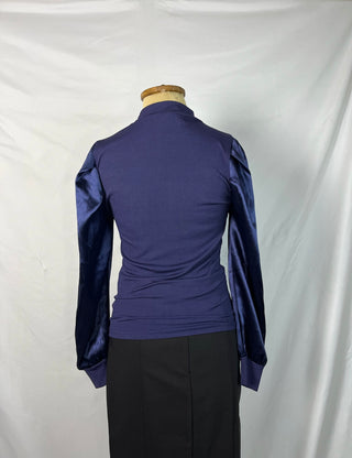 Puffy Sleeves Contrast Top