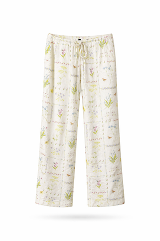 Leafy Linen-Blend Pants