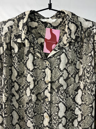 Snakeskin Print Button-Up Blouse