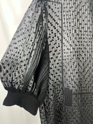 Sheer Dotted Puff Sleeve Blouse