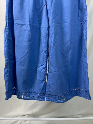 Broderie Hem Wide-Leg Trousers