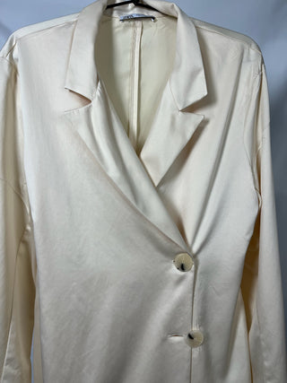 Satin Skew-Buttons Blazer