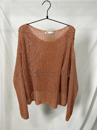 Pumpkin Spice Open-Knit Sweater