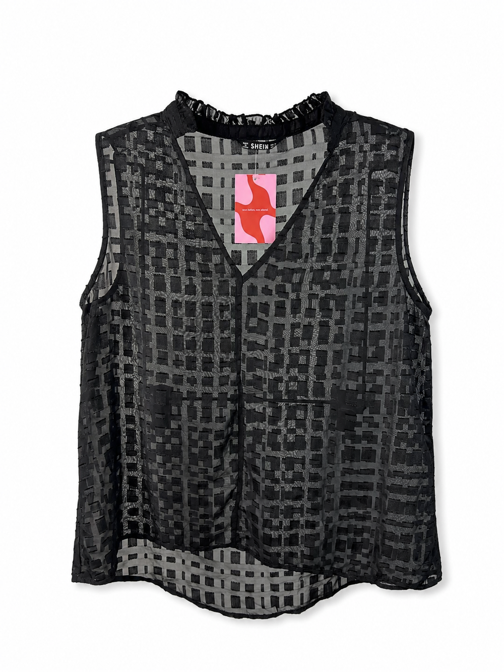 Sheer Geometric Sleeveless Blouse