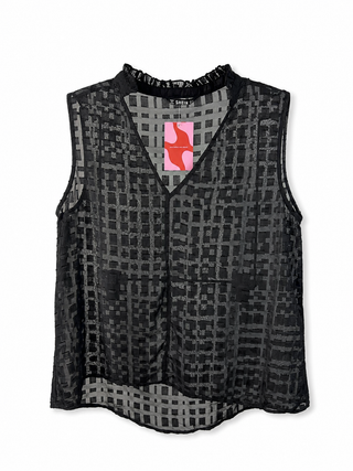 Sheer Geometric Sleeveless Blouse