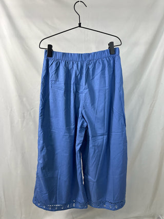 Broderie Hem Wide-Leg Trousers