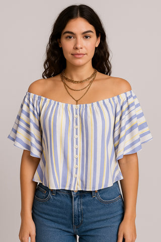 Stripe Flutter Blouse
