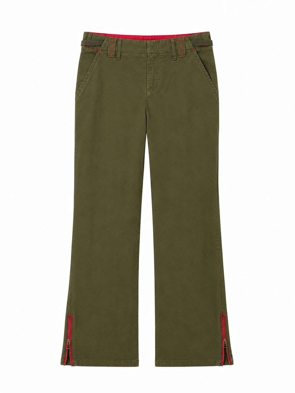 Olive Zip-Hem Pants