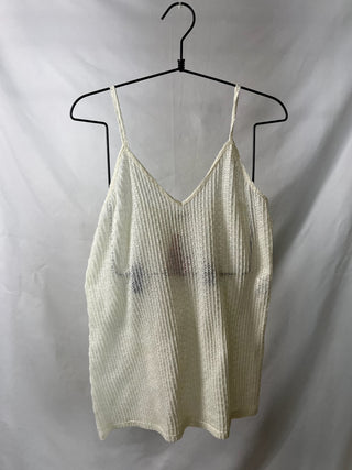 Ivory Open-Knit Crochet Cami Top