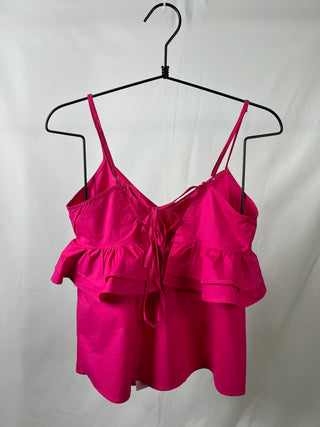 Hot Pink Ruffle Tie-Back Cami