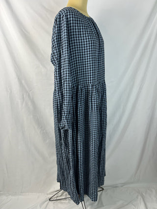 Navy Gingham Maxi Dress