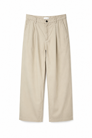 Sandstone Tailored Wide-Leg Trousers