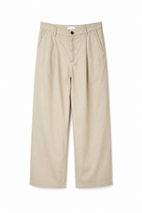 Sandstone Tailored Wide-Leg Trousers
