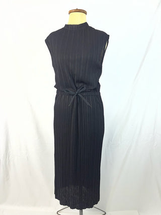 Pleated Tie-Waist Midi Dress