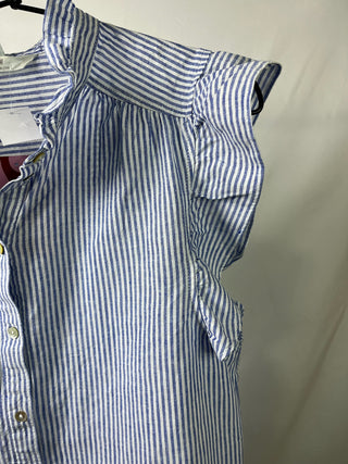 Stripe Ruffle Sleeve Button-up