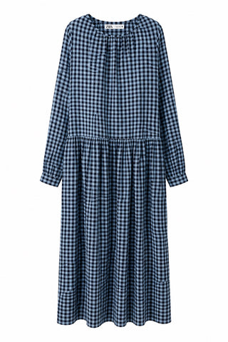 Navy Gingham Maxi Dress