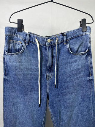 Drawstring Wide-Leg Jeans