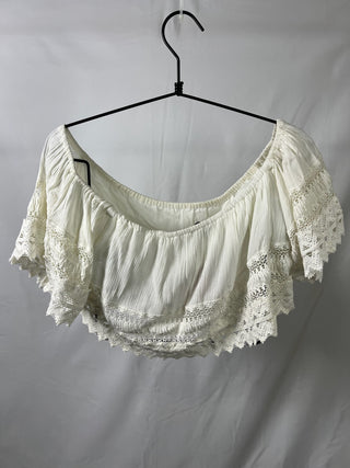 Ivory Lace Off-Shoulder Croptop