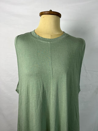 Sage O-Neck Dress