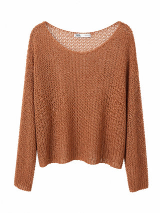 Pumpkin Spice Open-Knit Sweater