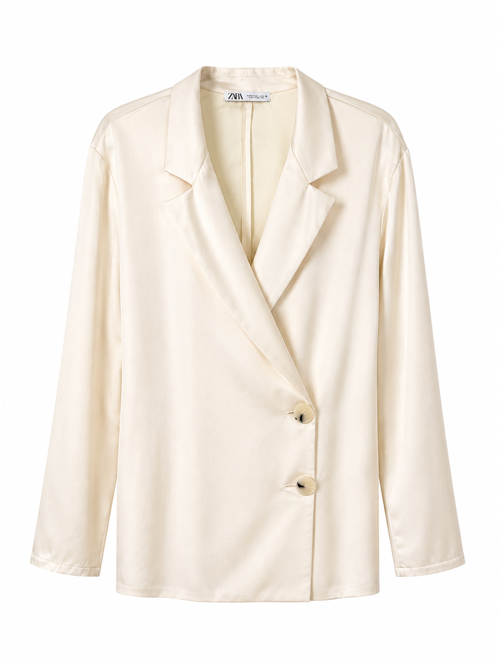 Satin Skew-Buttons Blazer